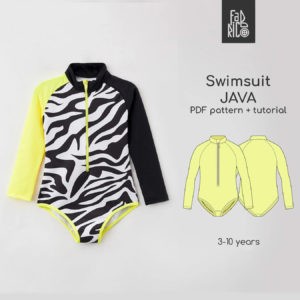 Java girl's sport long sleeve swimwear sewing pattern
