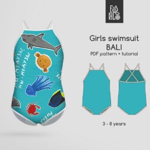 Bali girls' one-piece swimsuit sewing pattern
