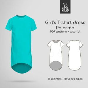 Palermo girls' asymmetric T-shirt dress sewing pattern + video tutorial