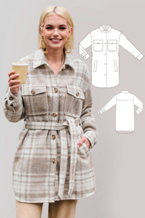 Karoline women's shacket sewing pattern + video tutorial
